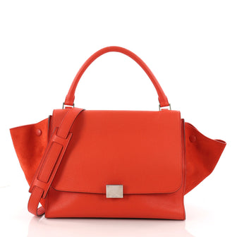 Celine Trapeze Handbag Leather Medium Red 3384002