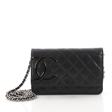 Chanel Cambon Wallet on Chain Quilted Leather Black 3384401