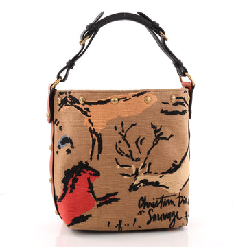  Christian Dior DiorAvenue Bucket Bag Embroidered Canvas Brown 3385004