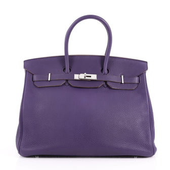 Hermes Birkin Handbag Purple Clemence with Palladium Purple 3385101