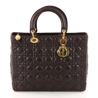Lady Dior Handbag Cannage Quilt Lambskin Large