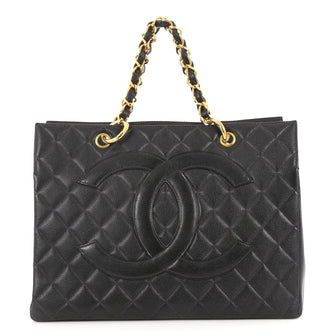 Chanel Vintage Grand Shopping Tote Quilted Caviar Black 3385602