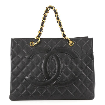 Chanel Vintage Grand Shopping Tote Quilted Caviar Black 3385602