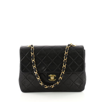 Chanel Vintage Square Classic Flap Bag Quilted Lambskin Small Black 3385802