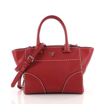 Prada Twin Pocket Tote Stitched City Calfskin Small Red 3387504