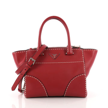 Prada Twin Pocket Tote Stitched City Calfskin Small Red 3387504