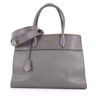 Prada Paradigme Handbag Saffiano Leather Medium Gray 3389601
