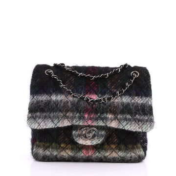 Chanel Paris-Edinburgh Tartan Day Flap Bag Quilted Wool Large Black 3390601