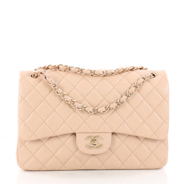 Chanel Classic Double Flap Bag Quilted Caviar Jumbo Neutral 3390602