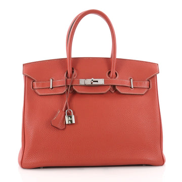Birkin Handbag Sanguine Togo with Palladium Hardware 35