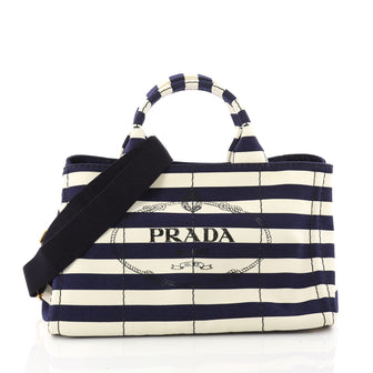 Prada Canapa Convertible Tote Canvas Medium Blue 3395101
