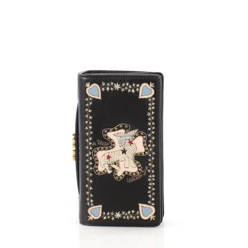 Christian Dior Tarot Pouch Embroidered Leather Black 3395301