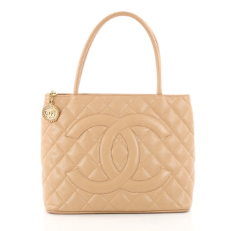 Chanel Medallion Tote Quilted Caviar Neutral 3397703