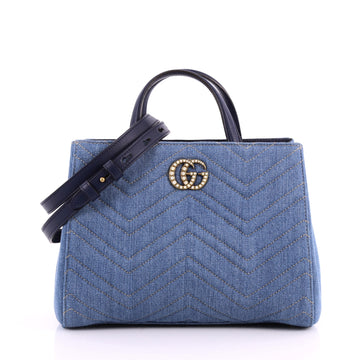Pearly GG Marmont Tote Matelasse Denim Small