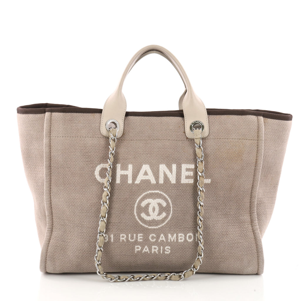 Buy Chanel Deauville Chain Tote Canvas Large Neutral 3398001