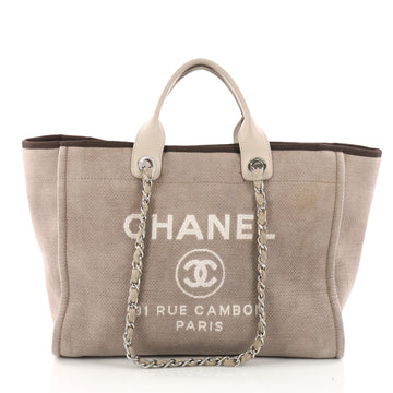 Chanel Deauville Chain Tote Canvas Large Neutral 3398001
