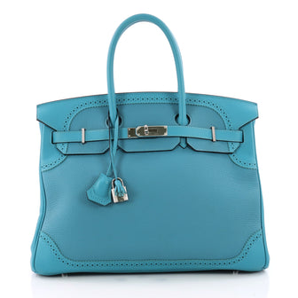 Hermes Birkin Ghillies Handbag Blue Togo and Swift with 3399001