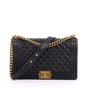 Chanel Boy Flap Bag Quilted Lambskin New Medium Black 3399002