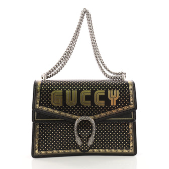 Gucci Dionysus Handbag Limited Edition Printed Leather Medium Black 3399101