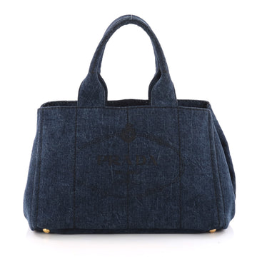 Prada Canapa Tote Denim Small Blue 3404002
