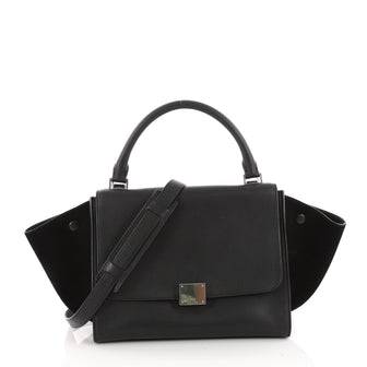 Celine Trapeze Handbag Leather Small Black 3404303