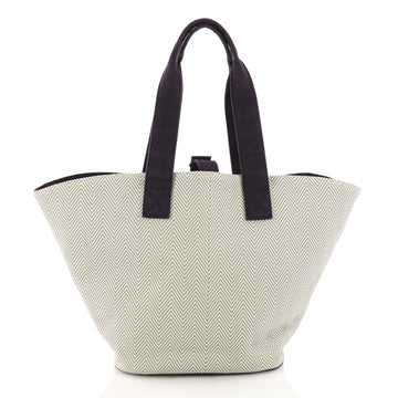 Hermes Panier De Plage Handbag Canvas PM Gray 3404602