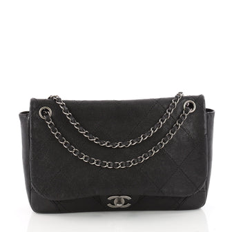 Chanel Outdoor Ligne Flap Bag Quilted Caviar Black 3405001