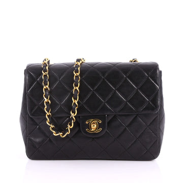 Chanel Vintage Square Classic Flap Bag Quilted Lambskin Small Black 3406002