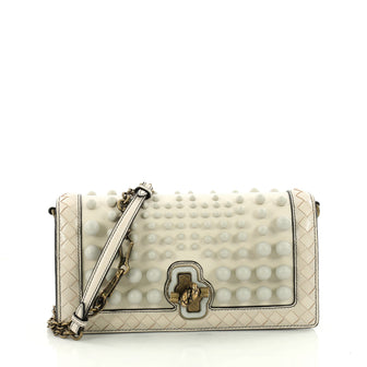 City Knot Chain Clutch Studded Leather with Intrecciato Detail