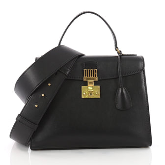 Christian Dior Dioraddict Top Handle Bag Leather Medium Black 3408002