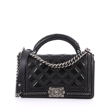 Chanel Chain Handle Boy Flap Bag Quilted Glazed Calfskin 3408202