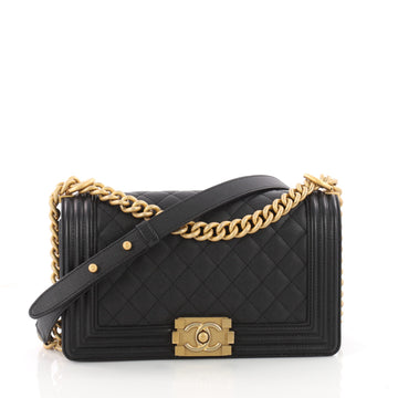 Boy Flap Bag Quilted Caviar Old Medium