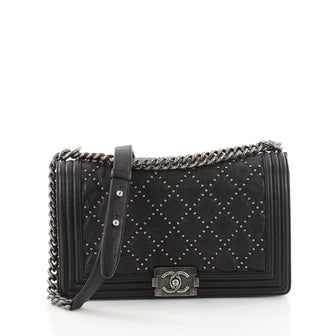 Chanel Boy Flap Bag Quilted Studded Distressed Calfskin 3409202