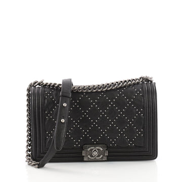 Chanel Boy Flap Bag Quilted Studded Distressed Calfskin 3409202