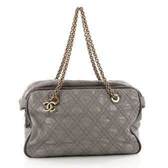 Chanel Triptych Tote Quilted Calfskin Gray 3409806