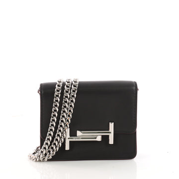 Tod's Double T Crossbody Bag Leather Micro Black 3410401