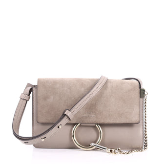 Chloe Faye Shoulder Bag Leather and Suede Small Brown 3412601