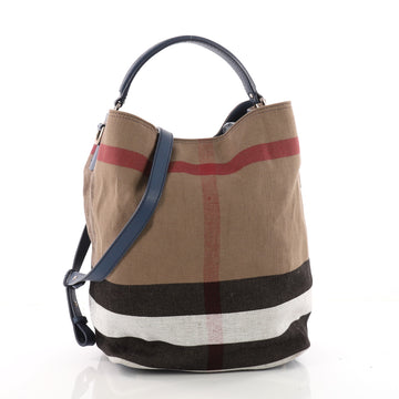 Burberry Ashby Handbag House Check Canvas Medium Brown 3413101