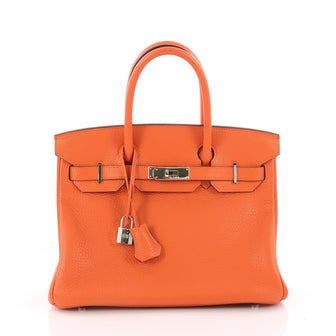 Hermes Birkin Handbag Orange Clemence with Palladium Orange 3413301