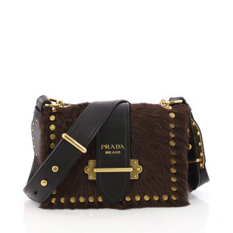 Prada Cahier Crossbody Bag Calf Hair with Leather Small 3413601