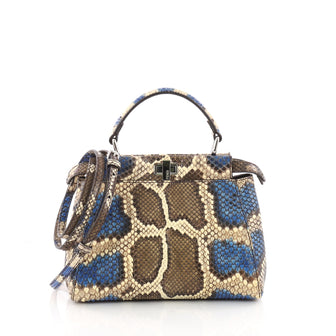 Fendi Peekaboo Handbag Python Mini Blue 3413602
