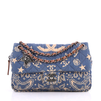 Paris-Dallas Bandana Flap Bag Quilted Canvas Medium