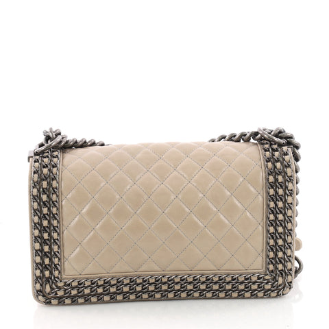Chanel Chained Boy Flap Bag Quilted Glazed Calfskin Old 3415901