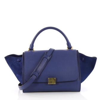 Celine Trapeze Handbag Leather Small Blue 3415902