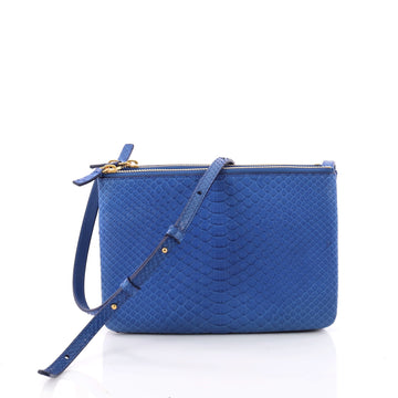 Celine Trio Crossbody Bag Python and Leather Small Blue 3416501
