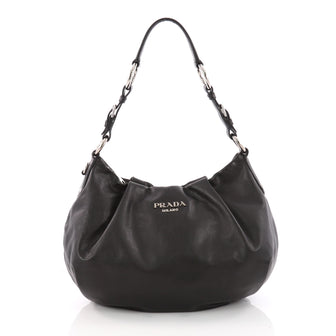 Pleated Hobo Soft Calfskin Large