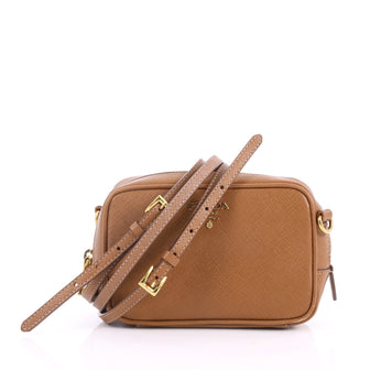 Prada Zip Crossbody Bag Saffiano Leather Mini Brown 3418102