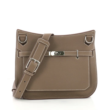 Hermes Jypsiere Handbag Clemence 28 Gray 3418301