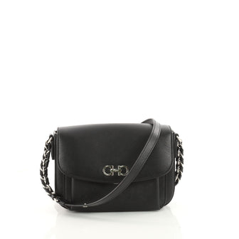 Salvatore Ferragamo Sandrine Shoulder Bag Saffiano Black 3420305