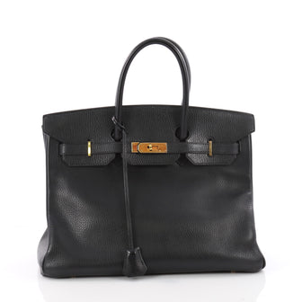 Hermes Birkin Handbag Black Ardennes with Gold Hardware Black 3420701